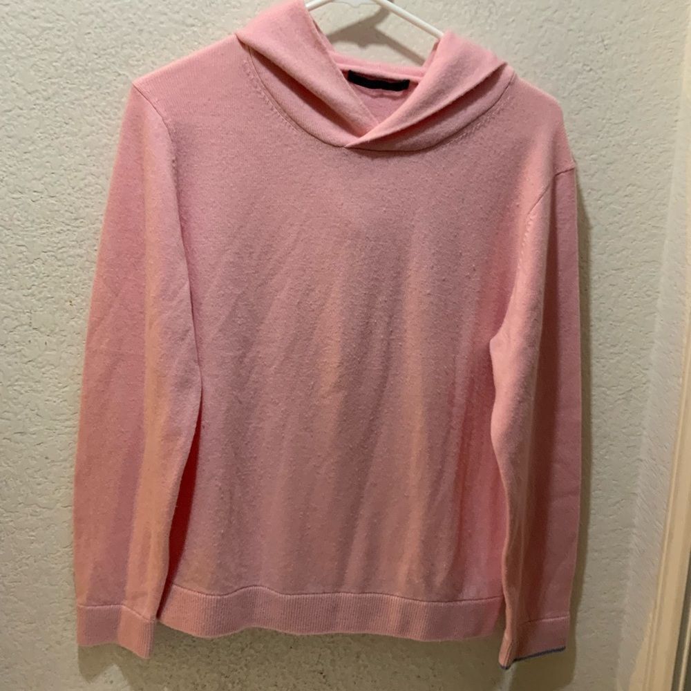 Greyson Women's Pink Wool Cashmere Hoodie Sweatshirt Size XL